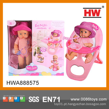 2015 Mais Popular 16 polegadas xixi boneca com sons e cadeira de jantar baby pee doll